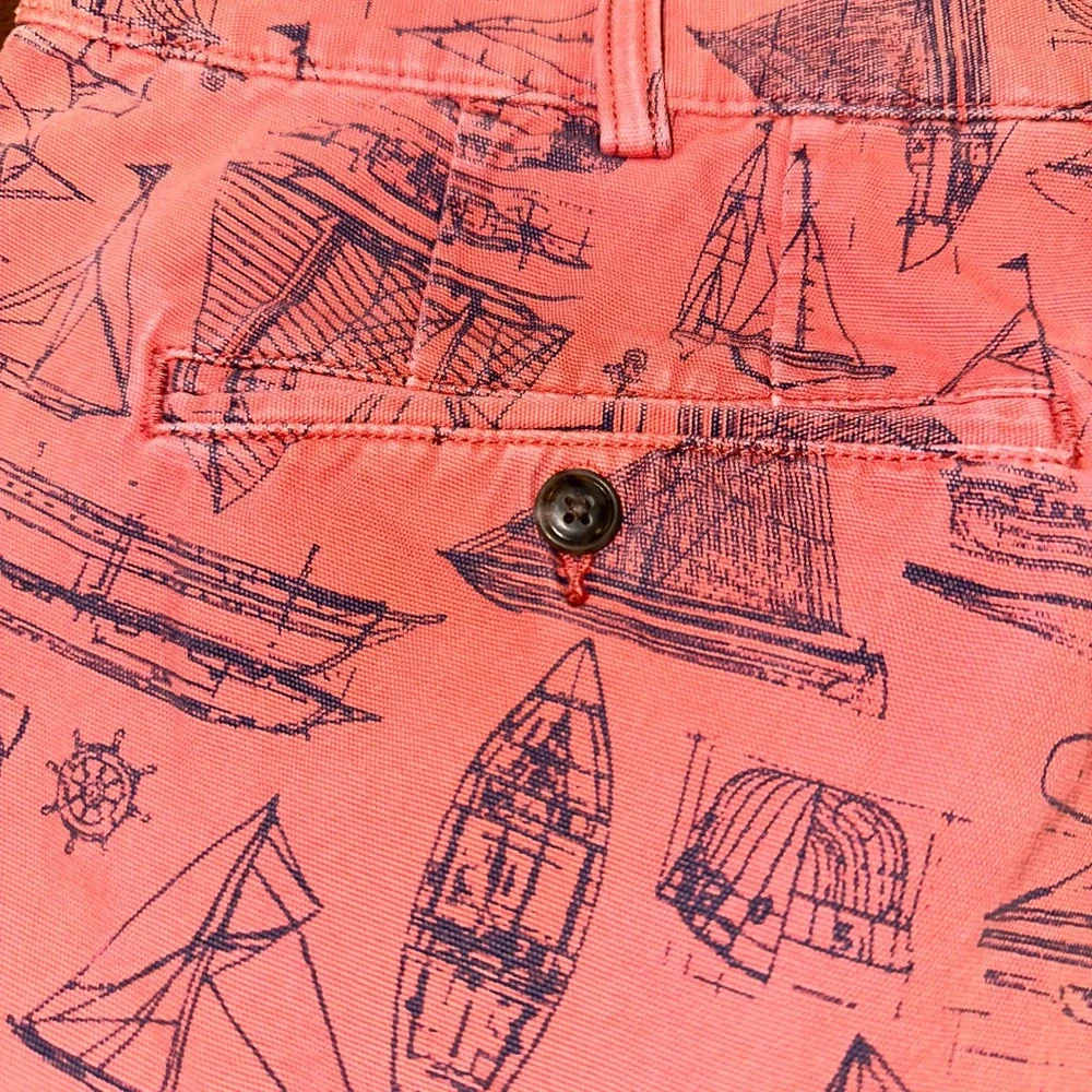 Polo Ralph Lauren Mens 38 Shorts Salmon Pink Nautical Sailboat Canvas Chino Boat